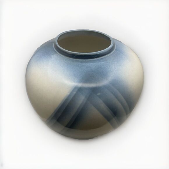 M. (Marilyn) Coplin Newberry Studio Art Blue Abstract Vase Pottery 1990 Signed - Picture 2 of 10